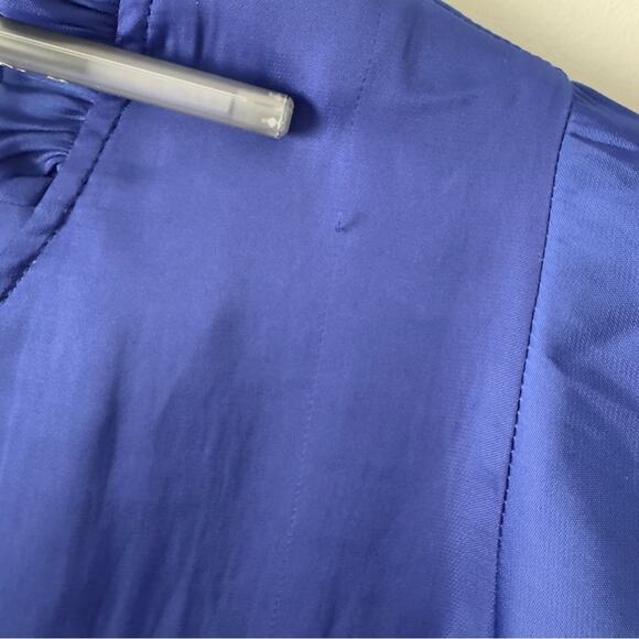 Joie Blue Flutter Sleeve Blouse Tie Front Button down Ruffle V-Neck Solid blue S - Picture 7 of 12